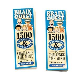 Brain Quest 1500 Questions Deck 1 & 2 5th grave Ages 10-11 Educational Card deck